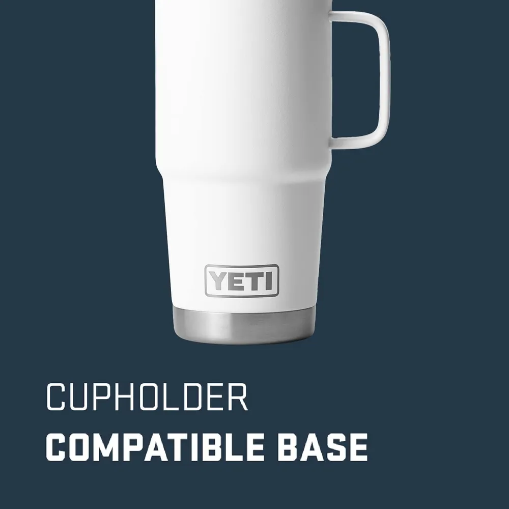 YETI Rambler Vaso de 20 oz de acero inoxidable y tapa Stronghold color blanco