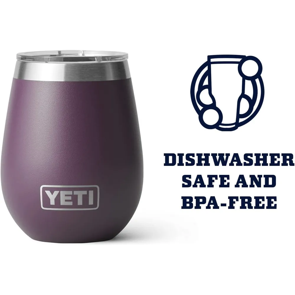 YETI Rambler Vaso de vino de 10 oz de acero inoxidable con tapa MagSlider color uva