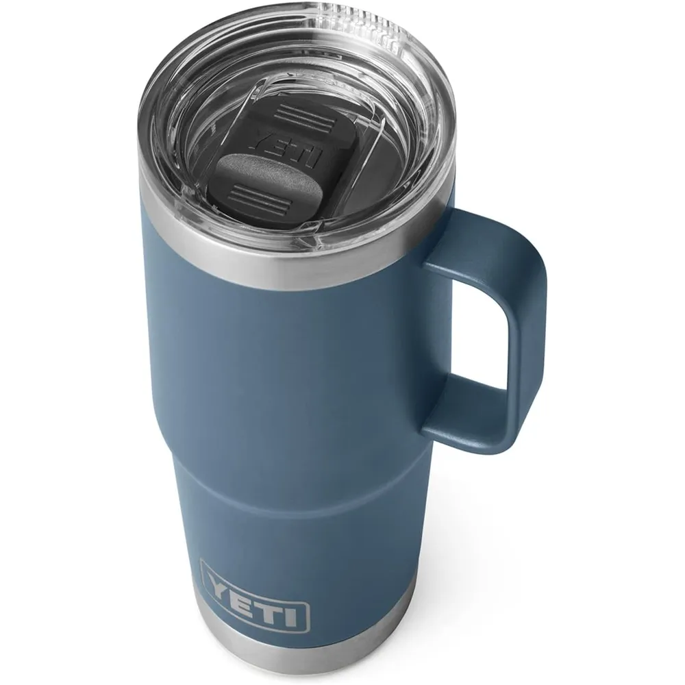 YETI Rambler Vaso de 20 oz de acero inoxidable y tapa Stronghold color azul acero