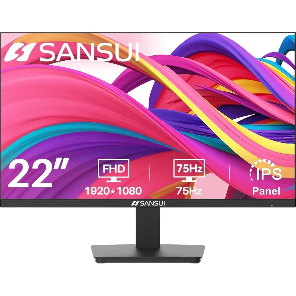 Sansui 22" FHD 75 Hz LED HDMI/VGA Biseles ultradelgados Inclinable