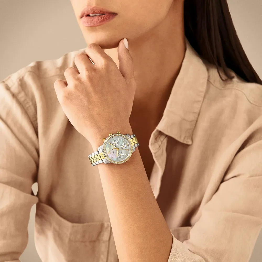 Fossil reloj cronógrafo Neutra de cuarzo para mujer | Plateado