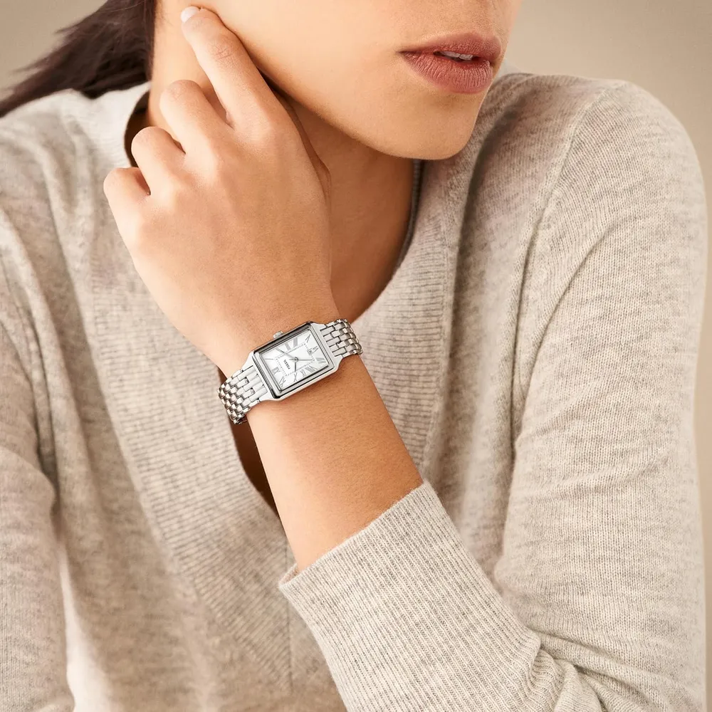 Fossil reloj de cuarzo Raquel para mujer, acero inoxidable | Plateado