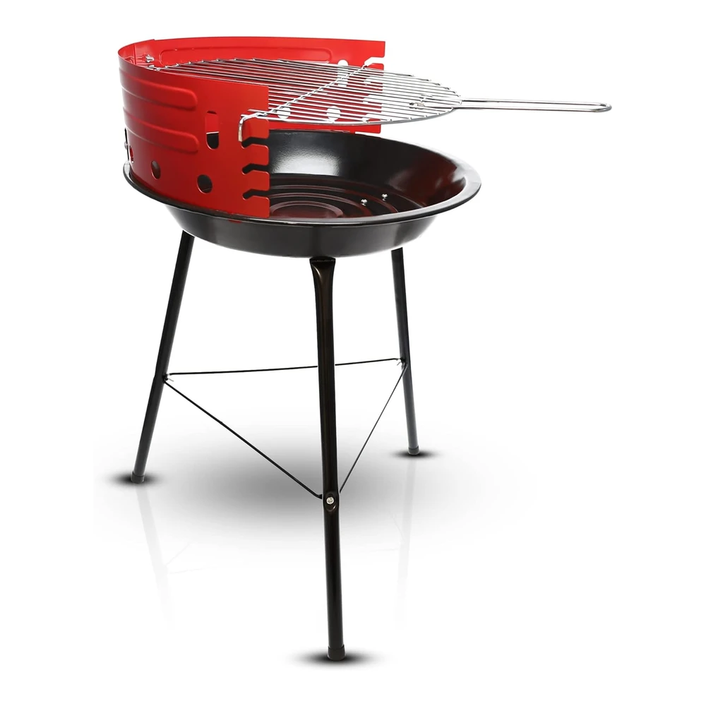 Gas One - Parrilla de Carbón Portátil de 16" - Parrilla de Barbacoa con 4 Niveles para Control de Llama - Sistema de Ventilación Dual - Parrilla de Carbón Pequeña para Patio Trasero - Campamento - Barco