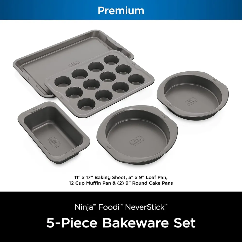 Ninja set 5 moldes B35005 Foodi Neverstick Premium, antiadherentes | Gris