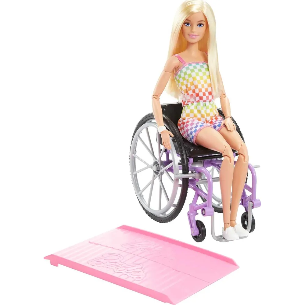 BARBIE MUÑECA SILLA DE RUEDAS CON RAMPA RUBIA