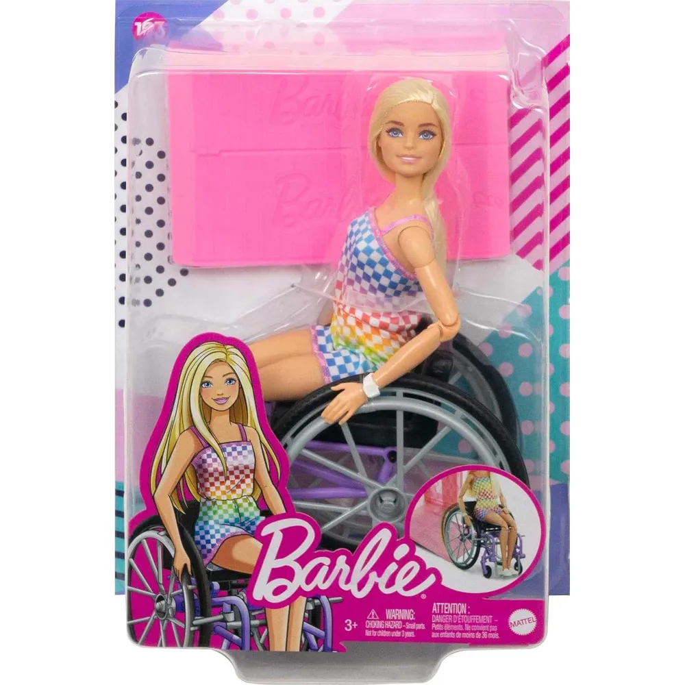 BARBIE MUÑECA SILLA DE RUEDAS CON RAMPA RUBIA