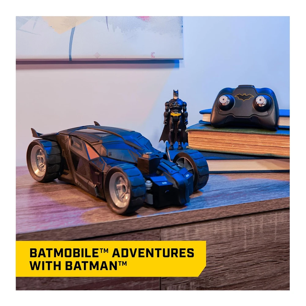 Dc Comics - Batman Batmobile Auto a Control Remoto - Fácil de Conducir con Figura de Batman de 4"