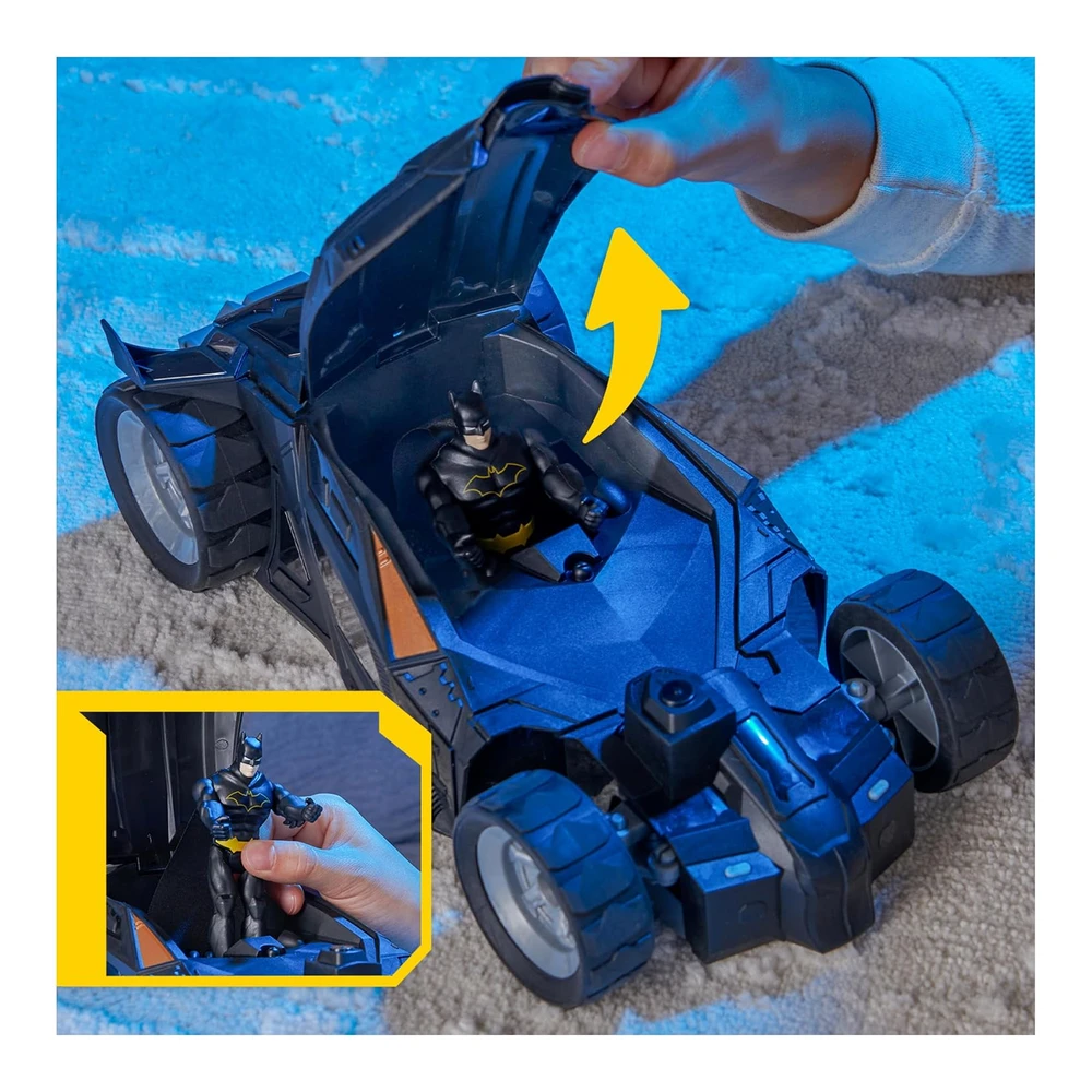 Dc Comics - Batman Batmobile Auto a Control Remoto - Fácil de Conducir con Figura de Batman de 4"