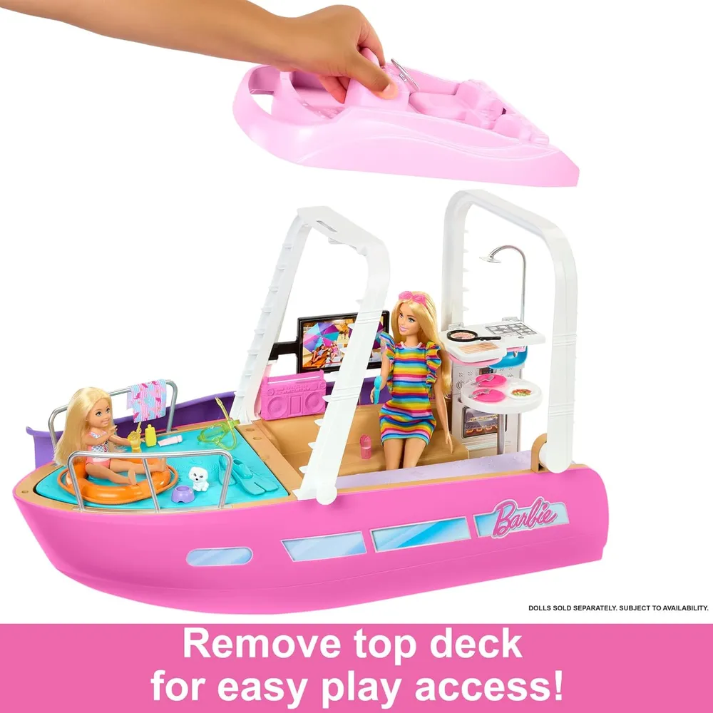 BARBIE BARCO PISCINA CON TOBOGÁN Y ACCESORIOS
