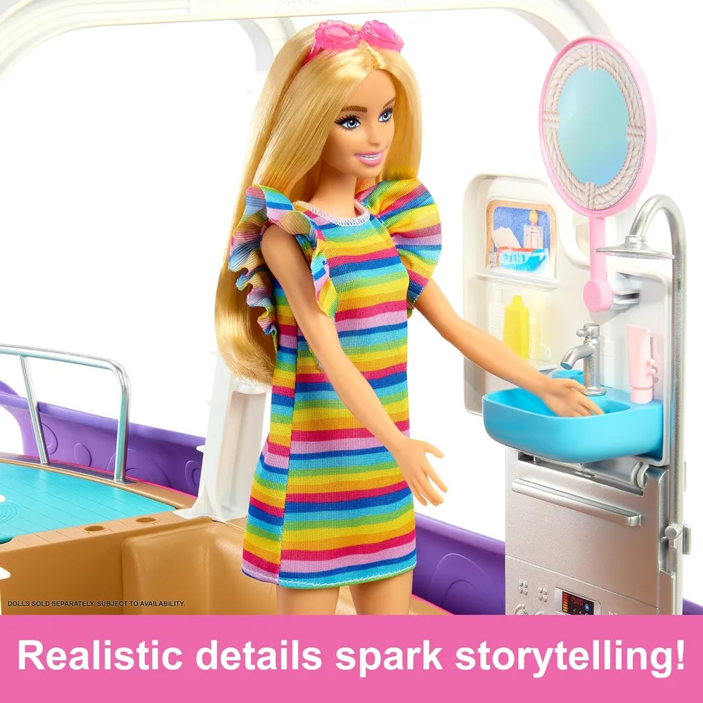 BARBIE BARCO PISCINA CON TOBOGÁN Y ACCESORIOS