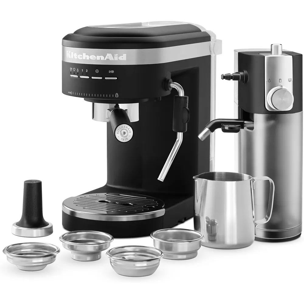 KITCHENAID, CAFETERA ESPRESSO CON ESPUMADOR DE LECHE AUTOMÁTICO NEGRO