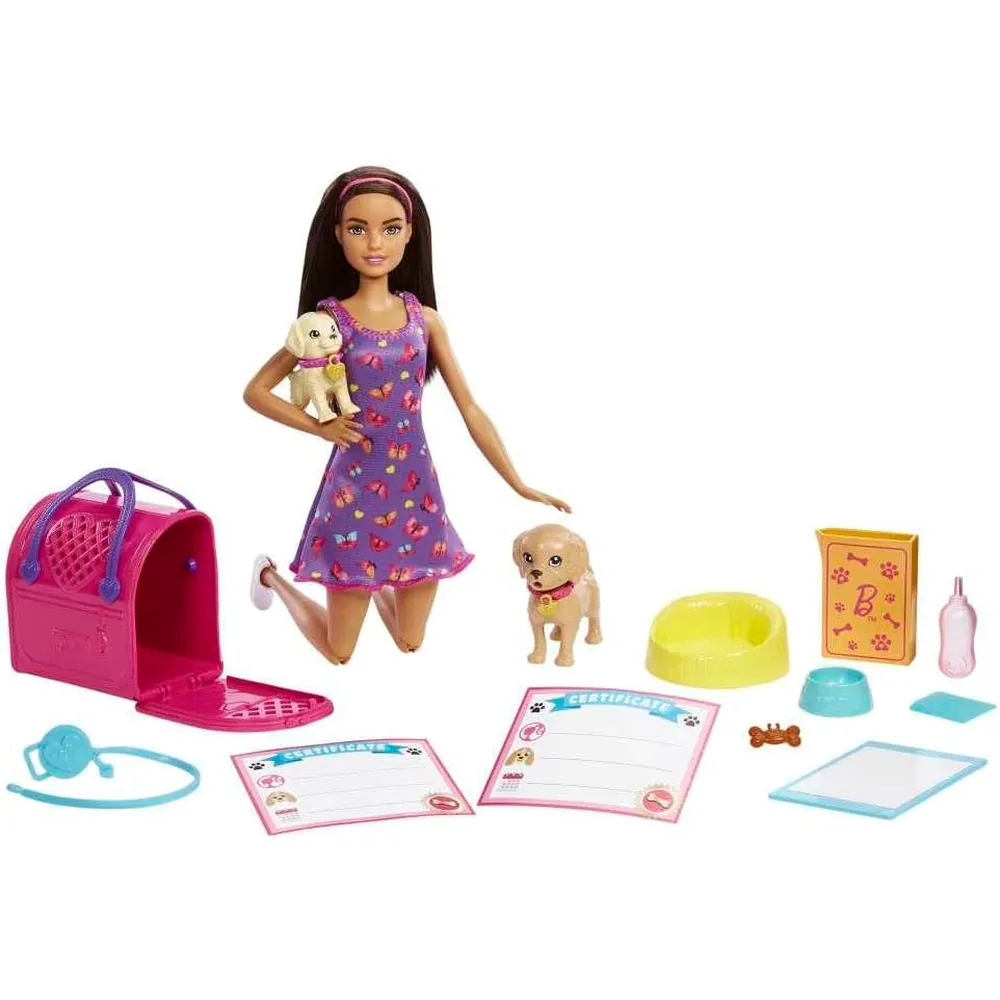 BARBIE MUÑECA ADOPCIÓN CACHORROS TRIGUEÑA