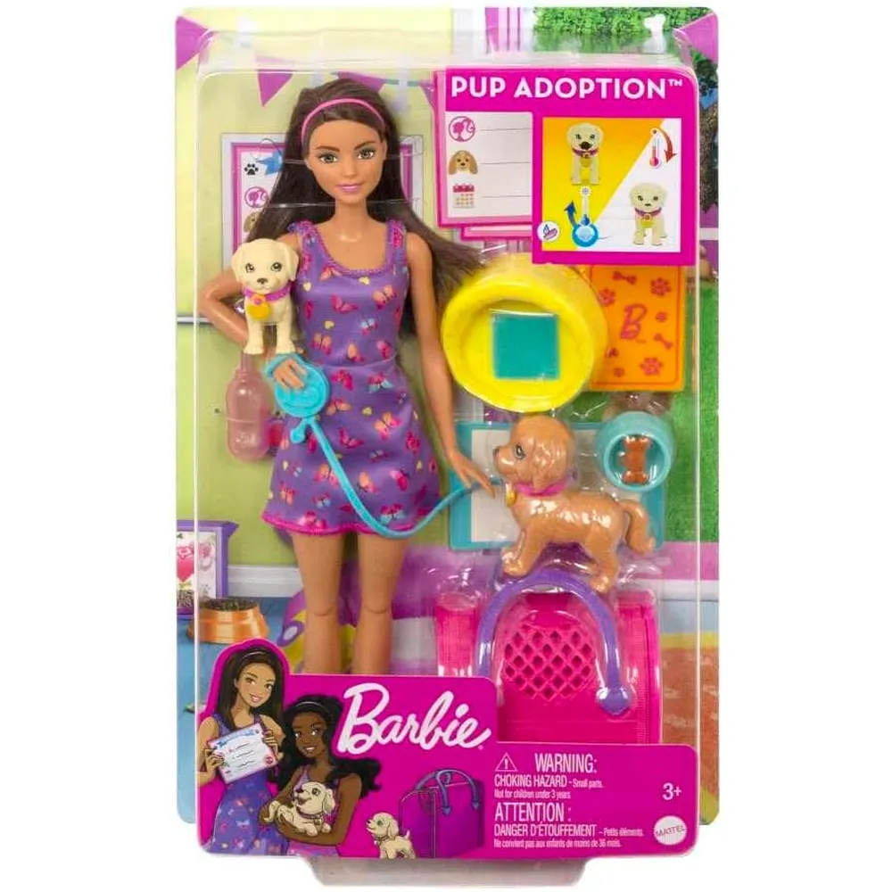 BARBIE MUÑECA ADOPCIÓN CACHORROS TRIGUEÑA