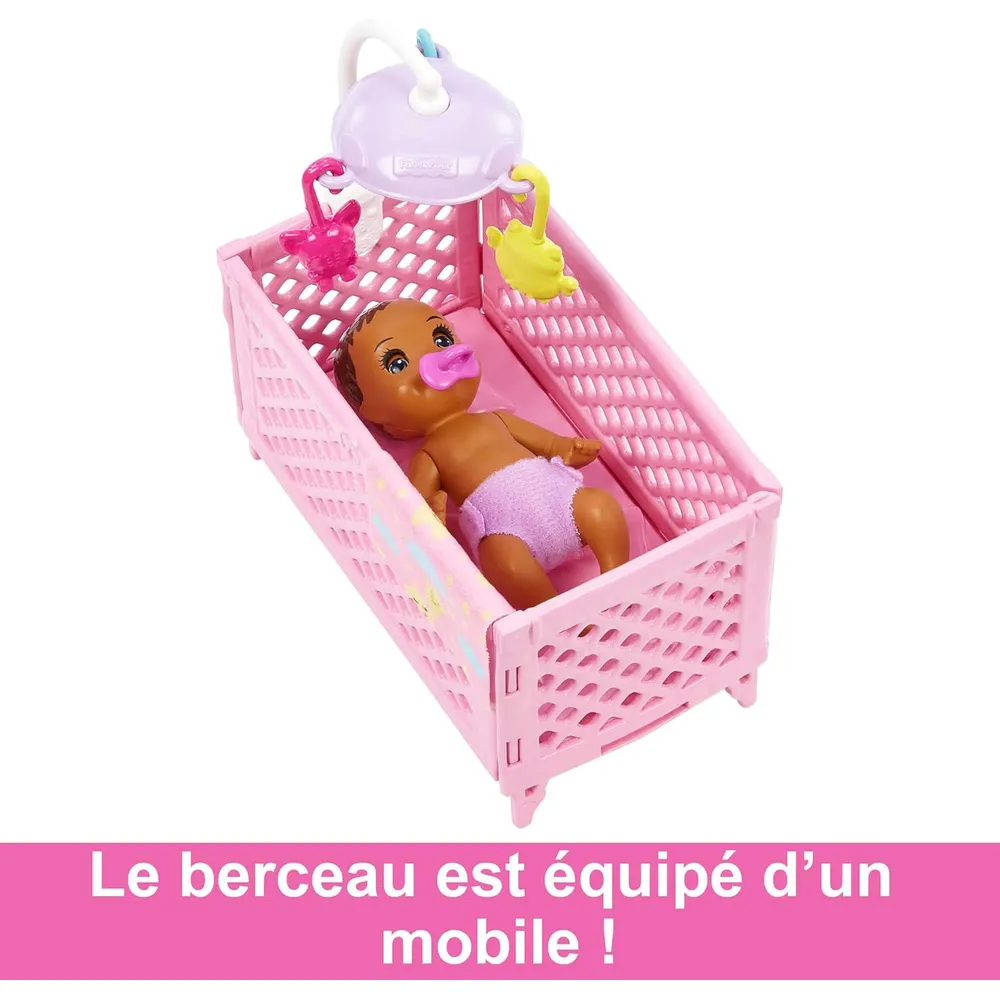 BARBIE SKIPPER SET CUNA BEBÉ AZUL