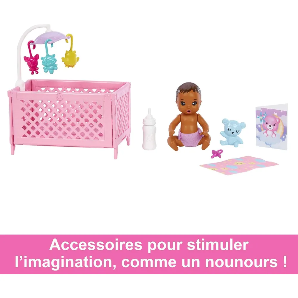 BARBIE SKIPPER SET CUNA BEBÉ AZUL