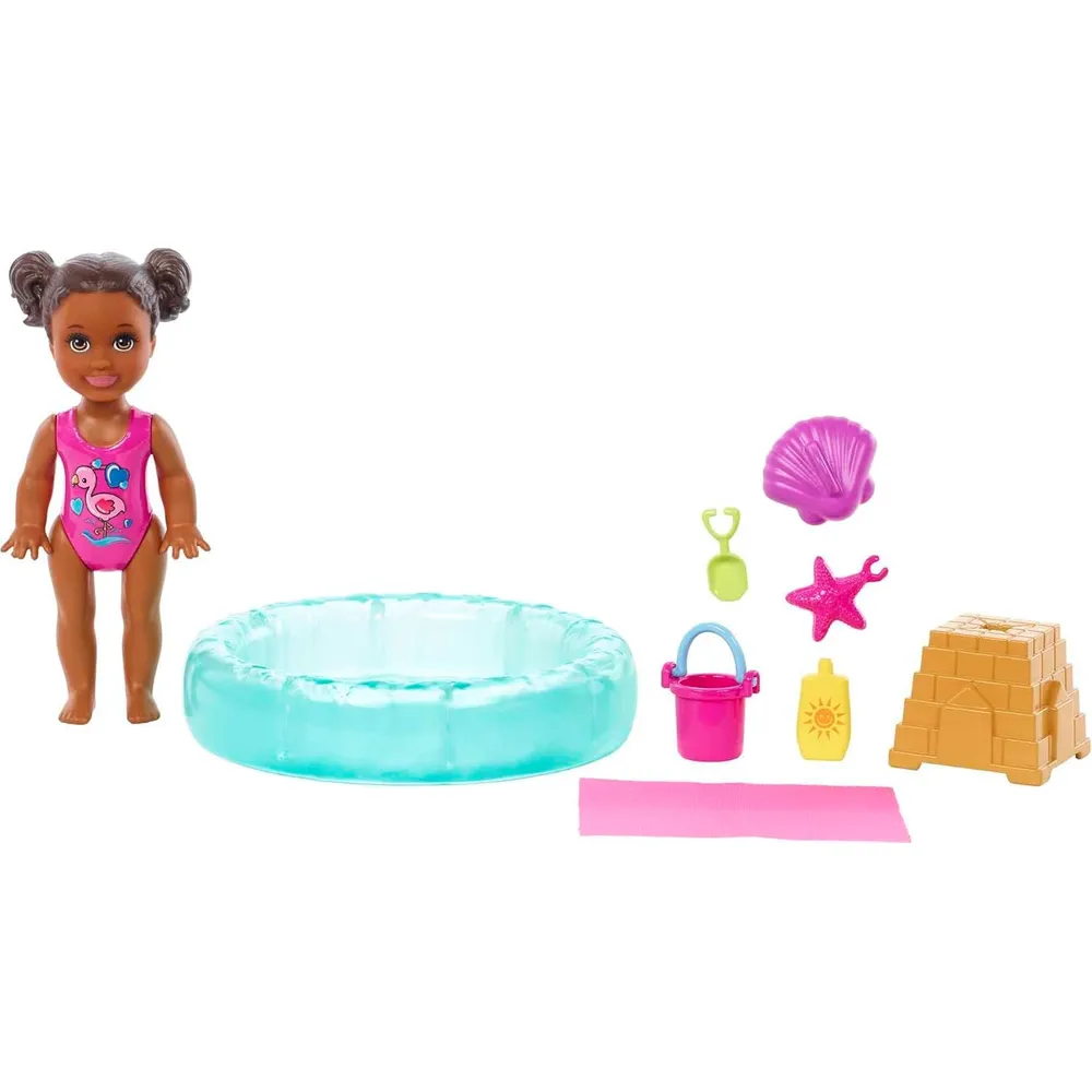 BARBIE SKIPPER BABYSITTERS SET PISCINA CON ACCESORIOS ACUÁTICOS