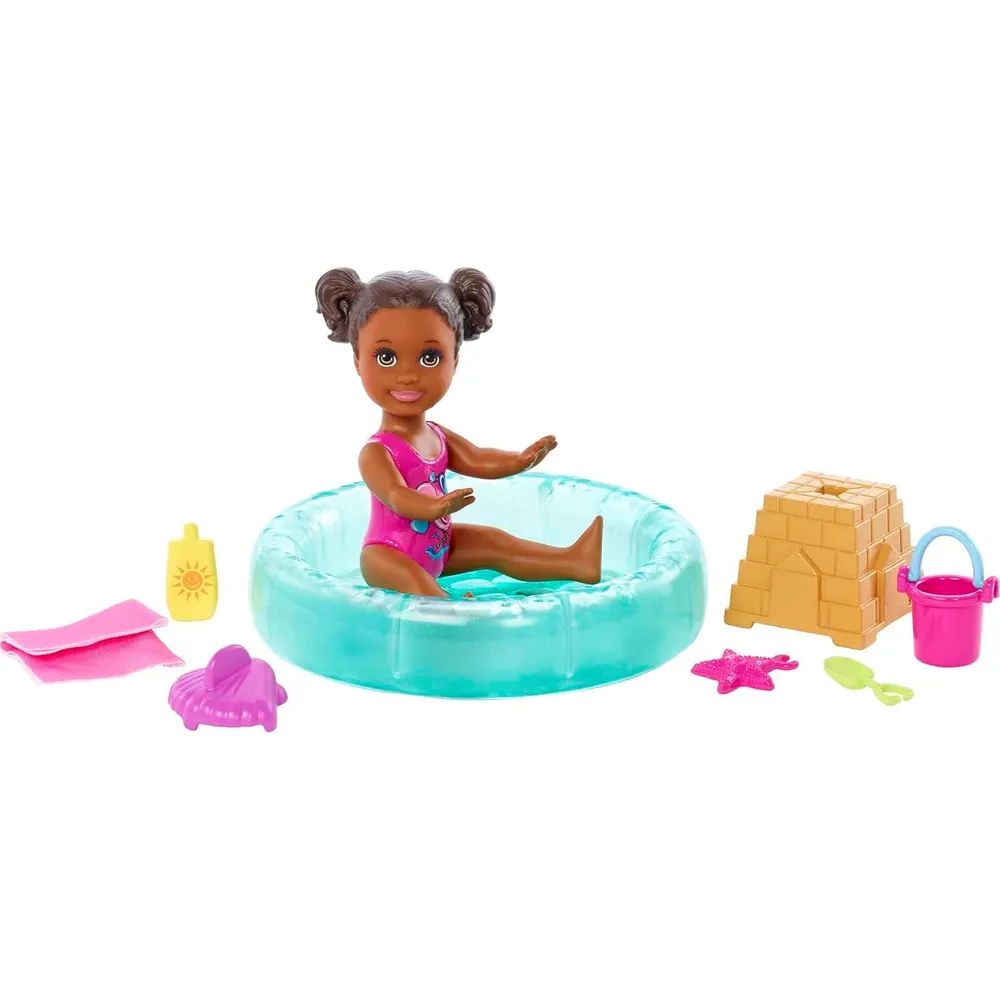 BARBIE SKIPPER BABYSITTERS SET PISCINA CON ACCESORIOS ACUÁTICOS