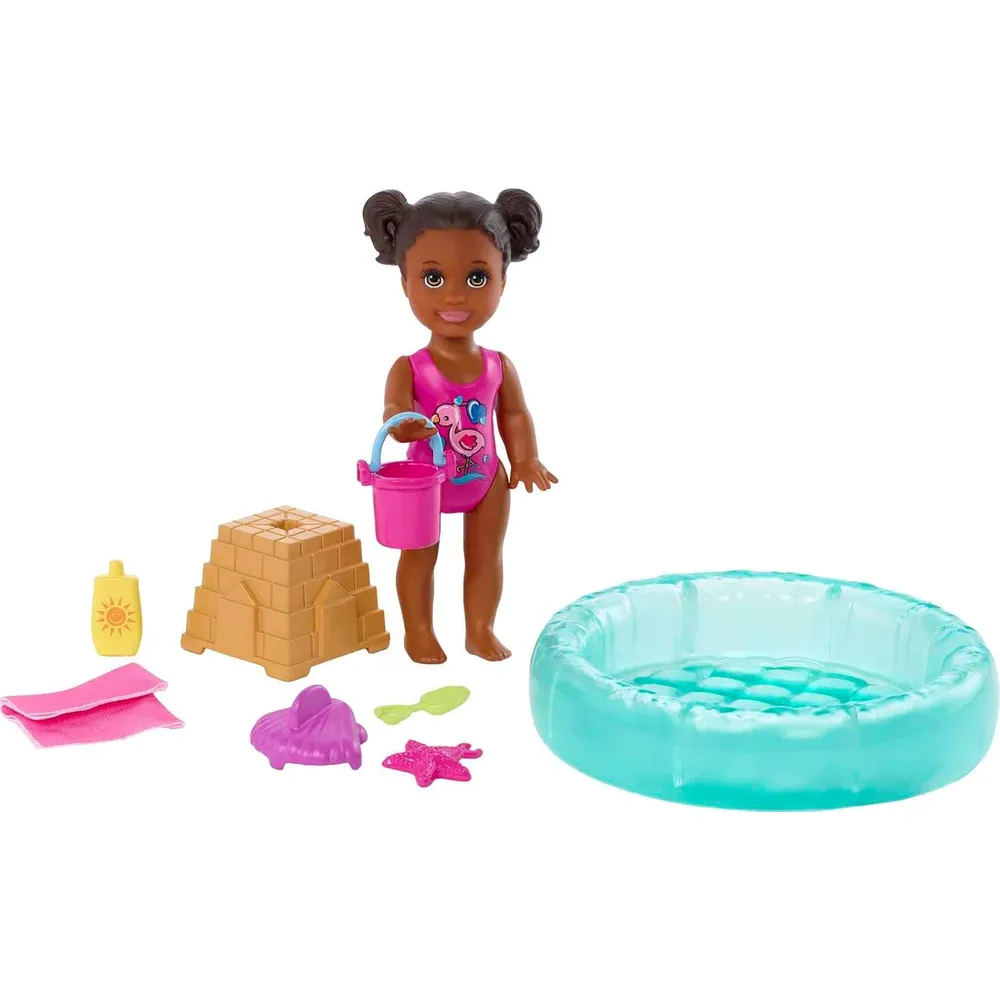 BARBIE SKIPPER BABYSITTERS SET PISCINA CON ACCESORIOS ACUÁTICOS