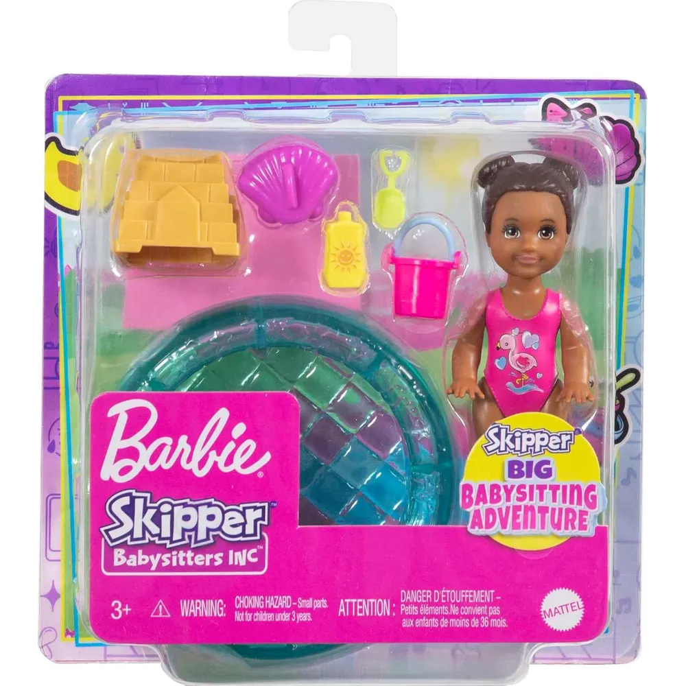 BARBIE SKIPPER BABYSITTERS SET PISCINA CON ACCESORIOS ACUÁTICOS
