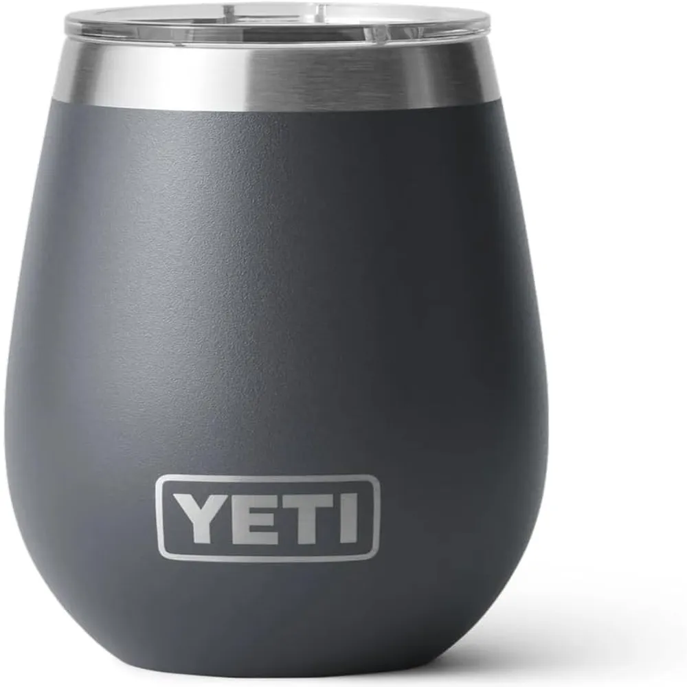YETI Rambler Vaso de vino de 10 oz de acero inoxidable con tapa MagSlider color gris