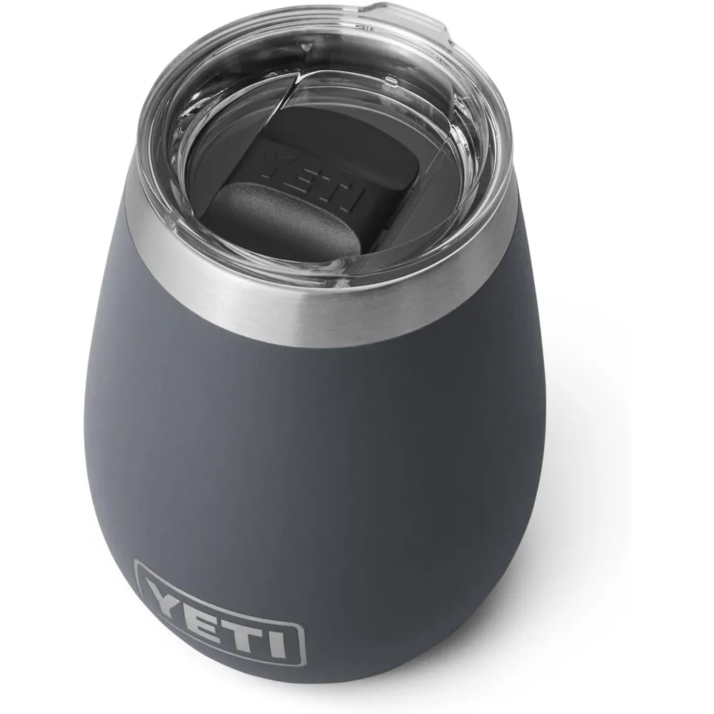 YETI Rambler Vaso de vino de 10 oz de acero inoxidable con tapa MagSlider color gris