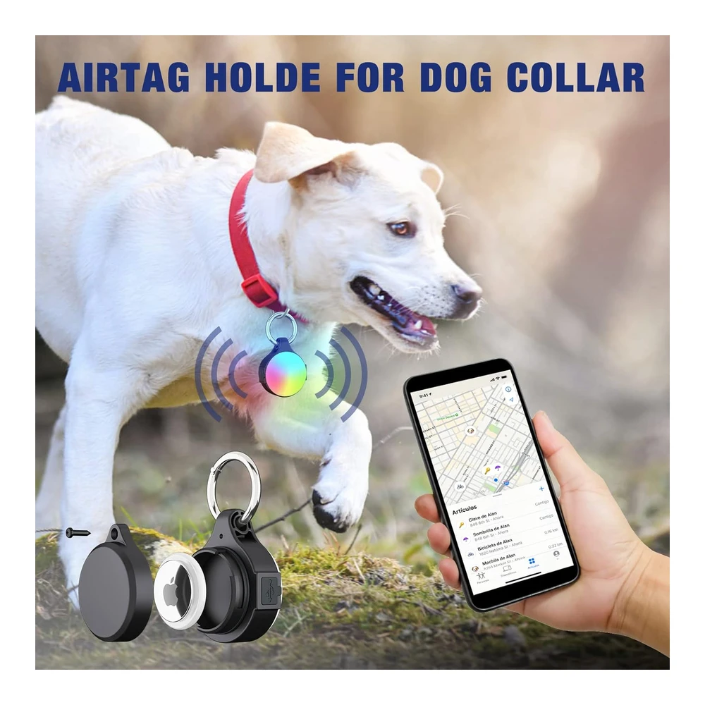 Luces para Perros para Caminar Por La Noche - Paquete de 2 Luces para Collar de Perro - Soporte Recargable para Collar de Perro - Cambio Rgb de 4 Modos - Luz de Perro de 150 Lúmenes - Soporte para Airtag para Perro de 150 Lúmenes - Soporte Impermeable Ip68 para Collar de Perro
