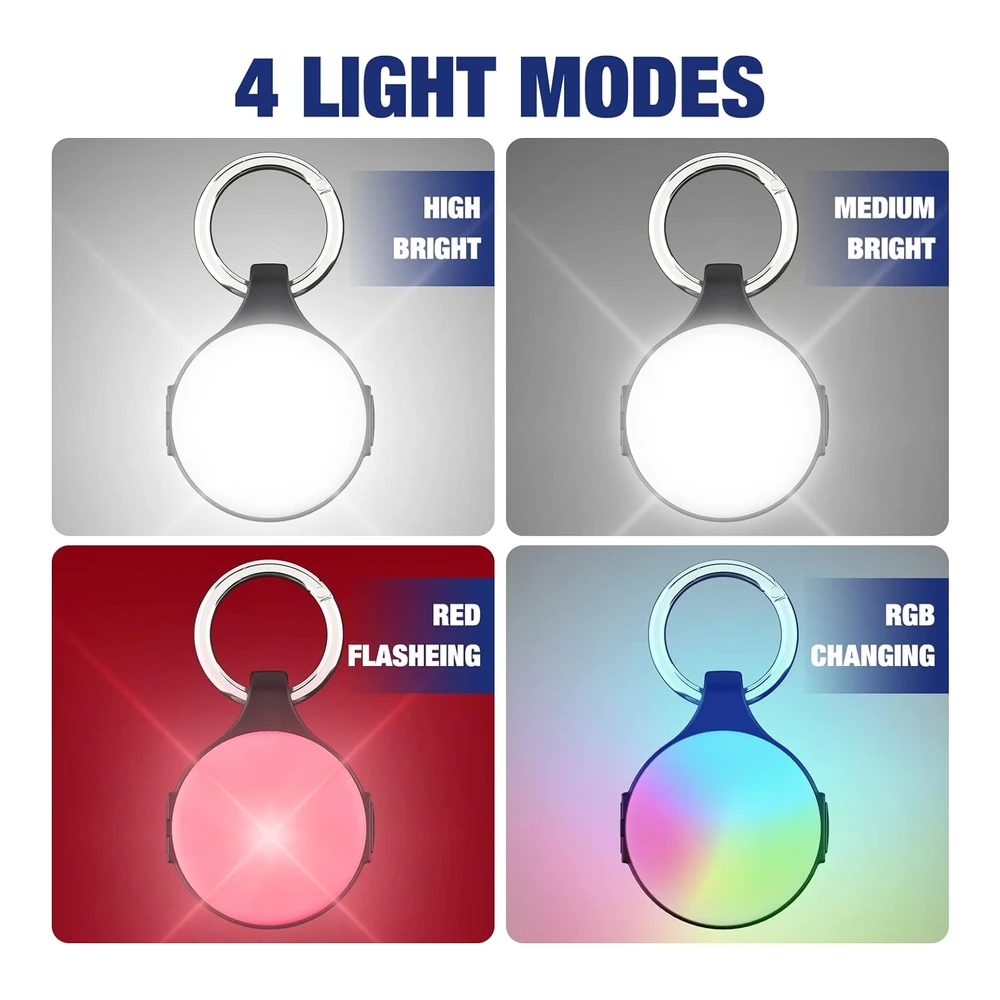 Luces para Perros para Caminar Por La Noche - Paquete de 2 Luces para Collar de Perro - Soporte Recargable para Collar de Perro - Cambio Rgb de 4 Modos - Luz de Perro de 150 Lúmenes - Soporte para Airtag para Perro de 150 Lúmenes - Soporte Impermeable Ip68 para Collar de Perro