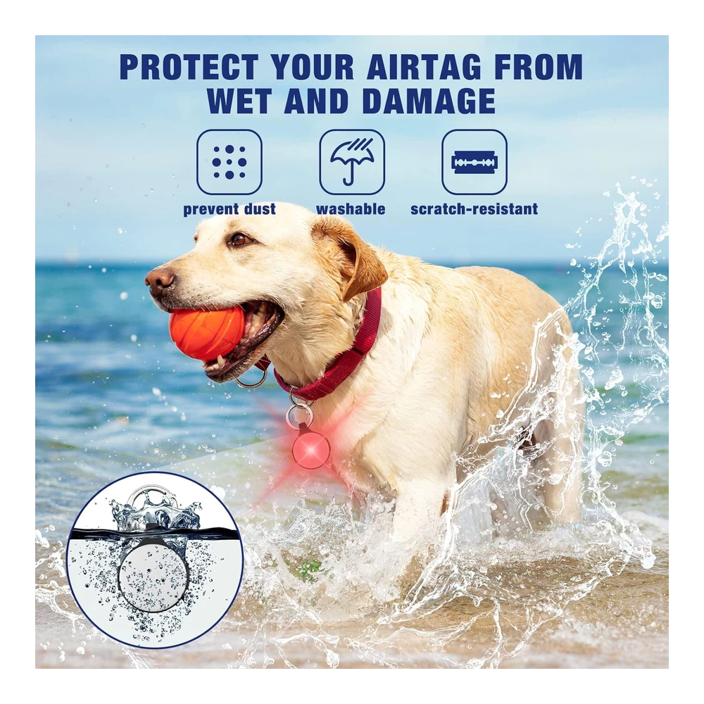 Luces para Perros para Caminar Por La Noche - Paquete de 2 Luces para Collar de Perro - Soporte Recargable para Collar de Perro - Cambio Rgb de 4 Modos - Luz de Perro de 150 Lúmenes - Soporte para Airtag para Perro de 150 Lúmenes - Soporte Impermeable Ip68 para Collar de Perro