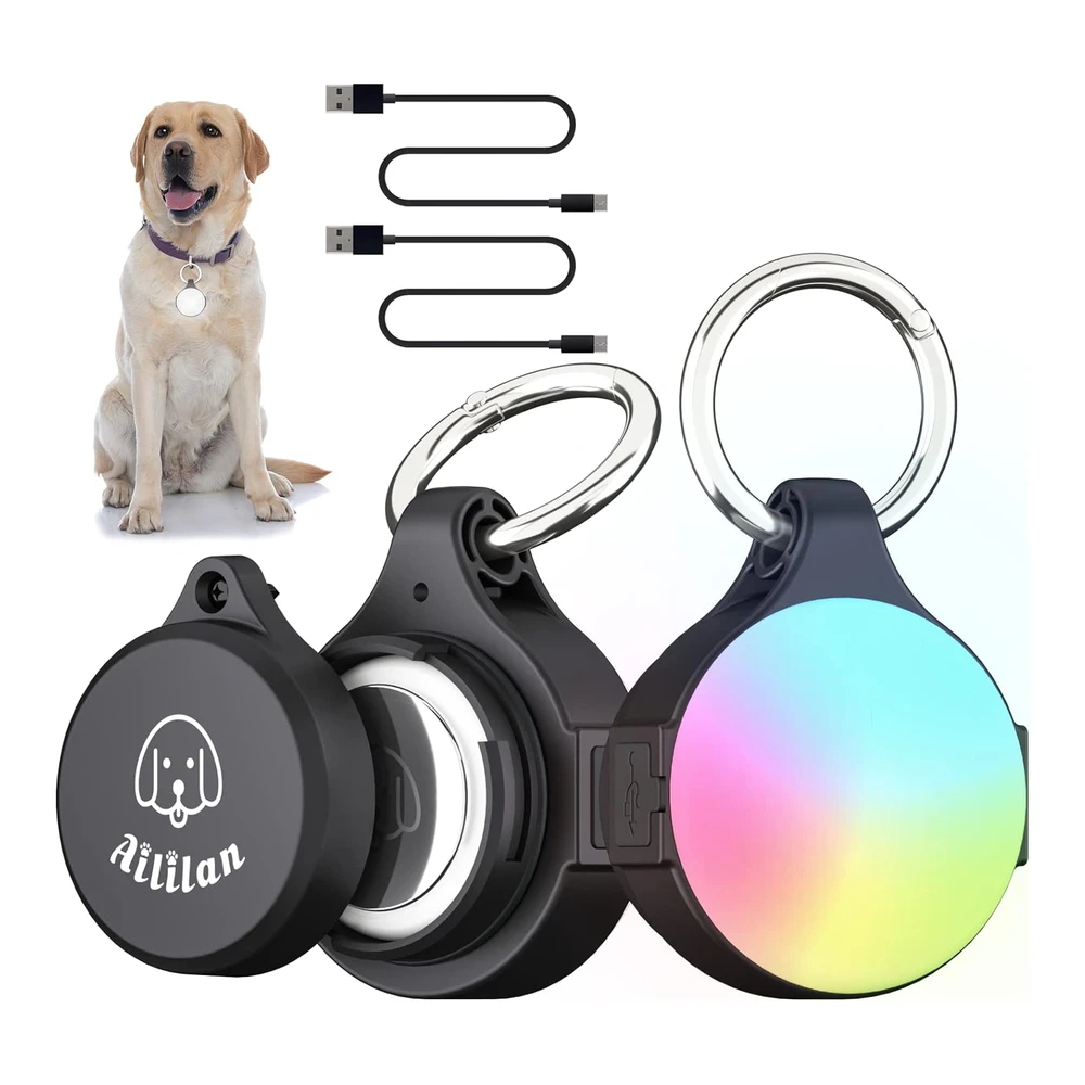 Luces para Perros para Caminar Por La Noche - Paquete de 2 Luces para Collar de Perro - Soporte Recargable para Collar de Perro - Cambio Rgb de 4 Modos - Luz de Perro de 150 Lúmenes - Soporte para Airtag para Perro de 150 Lúmenes - Soporte Impermeable Ip68 para Collar de Perro