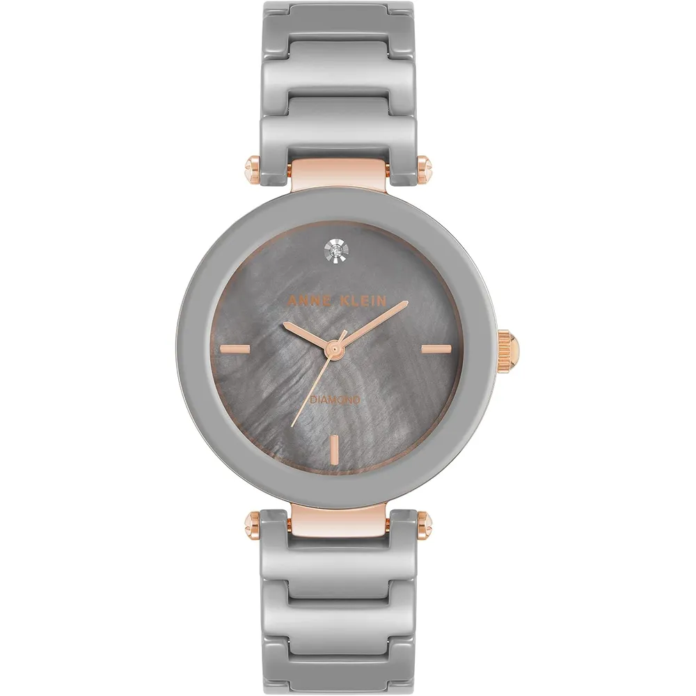 Anne Klein AK/1018RGRD reloj para mujer de cerámica | 30 mm - Gris pardo/oro rosa.