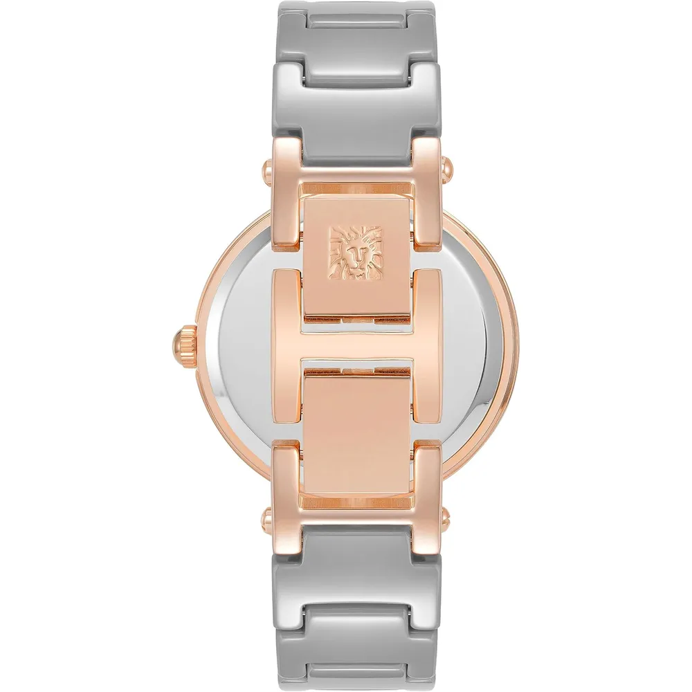 Anne Klein AK/1018RGRD reloj para mujer de cerámica | 30 mm - Gris pardo/oro rosa.