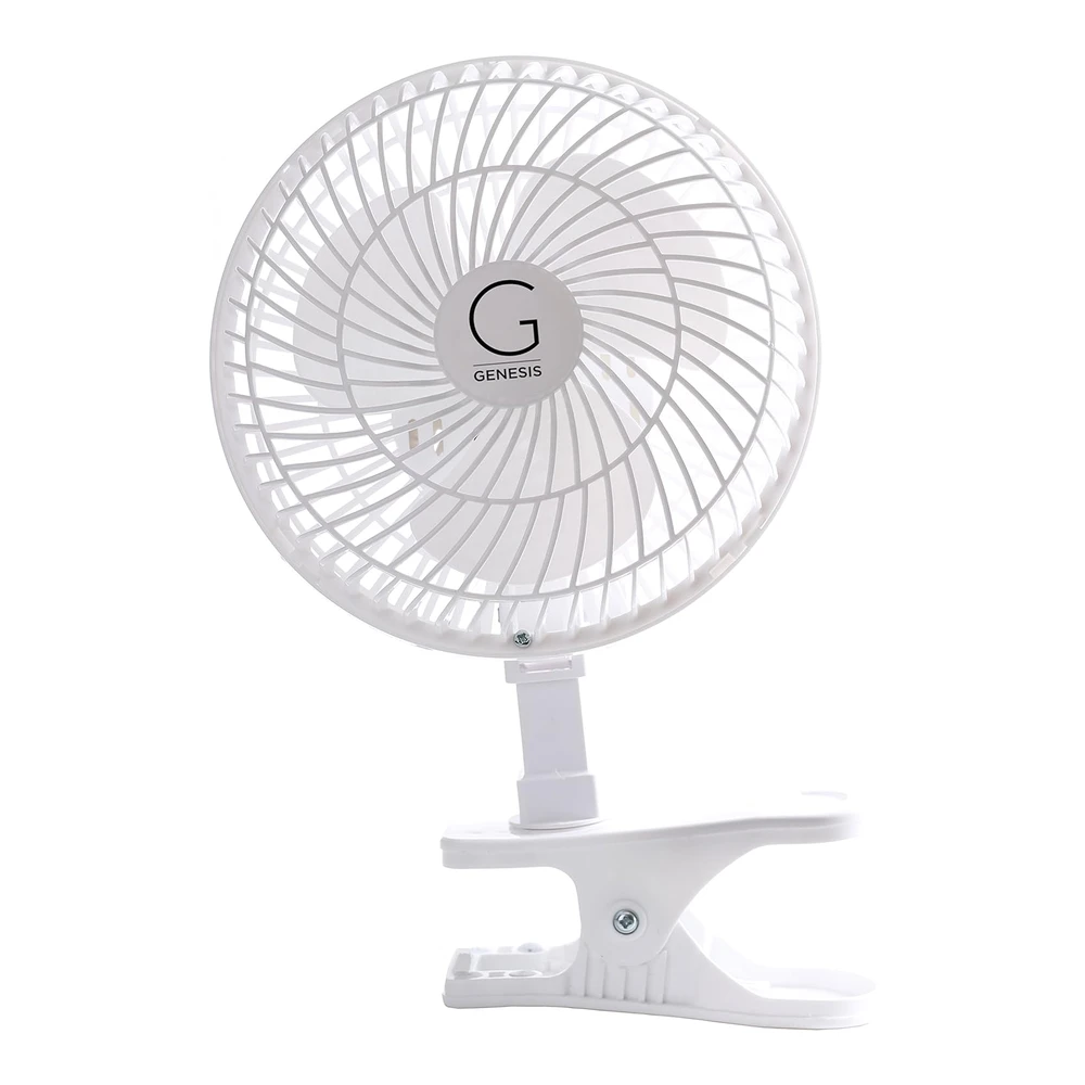 GENESIS VENTILADOR DE MESA/CLIP 6" – 2 VELOCIDADES SILENCIOSAS – BLANCO