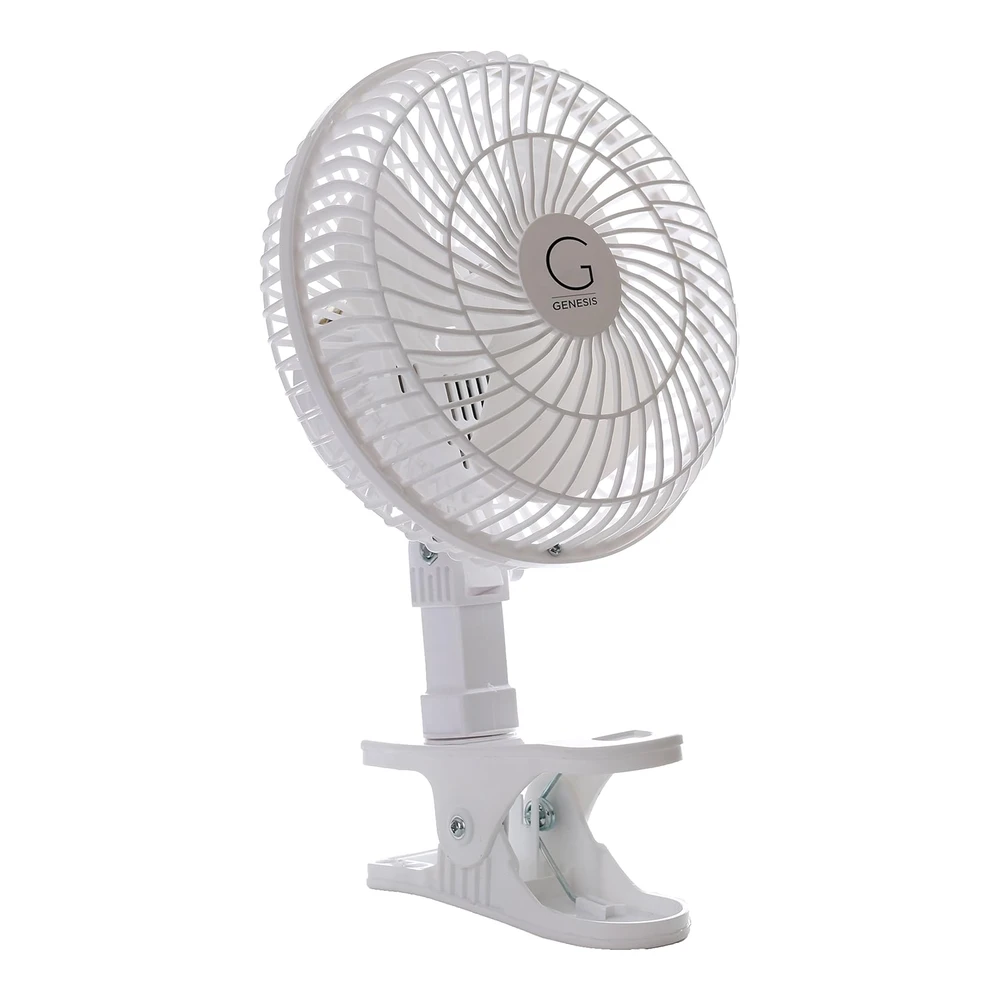 GENESIS VENTILADOR DE MESA/CLIP 6" – 2 VELOCIDADES SILENCIOSAS – BLANCO