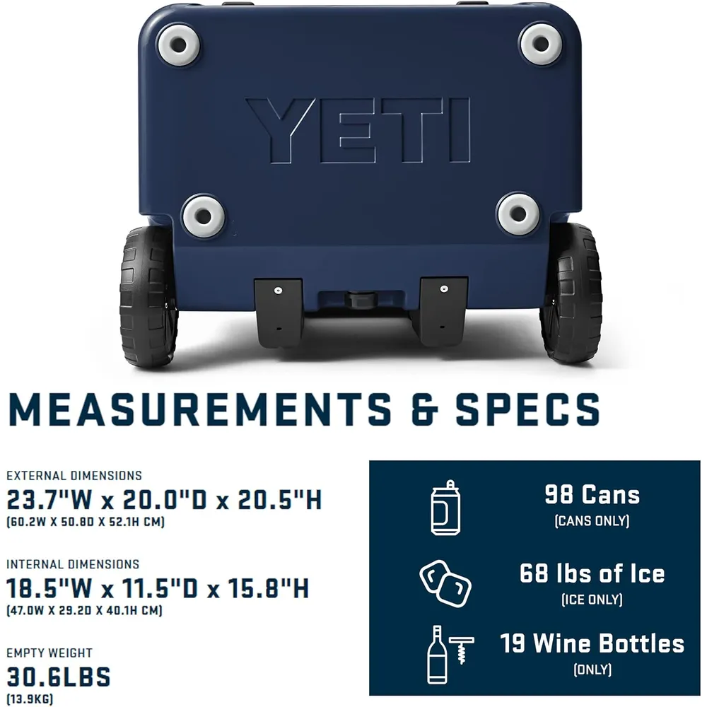 YETI Roadie 60 Cooler Con Ruedas Y Mango Retráctil | Azul Marino