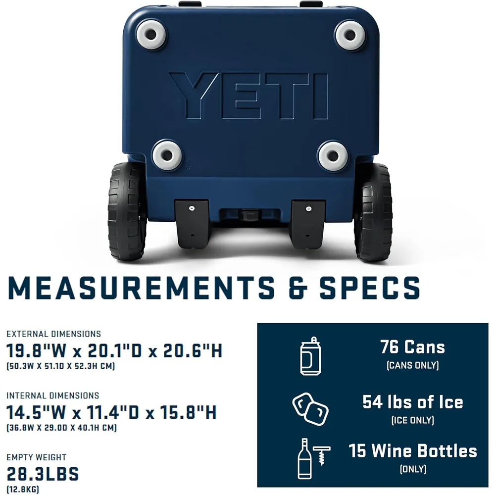 YETI Roadie 48 Cooler Con Ruedas Y Mango Retráctil | Azul Marino