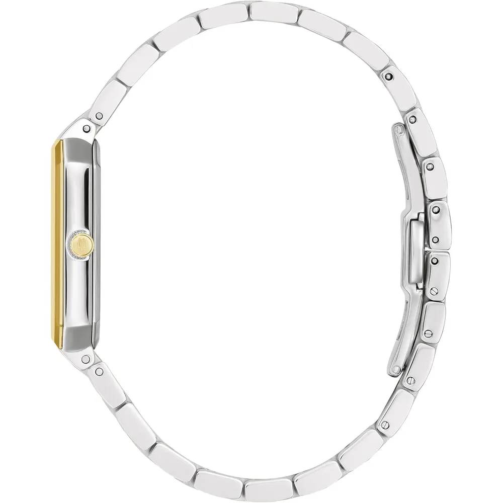 Bulova reloj clásico de mujer 3 agujas diamantes cuarzo esfera | Oro/Plata