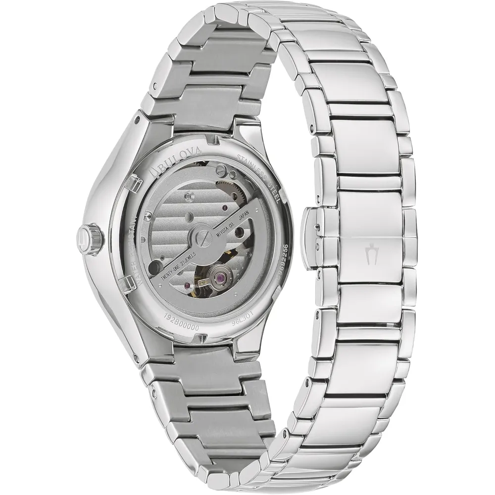 Bulova reloj clásico de mujer automático 3 agujas esfera de nácar | Plata
