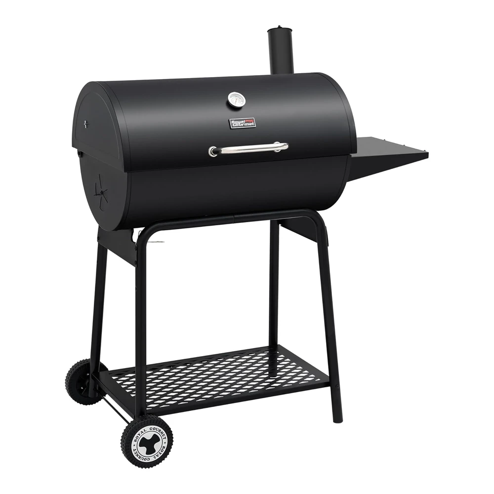 Royal Gourmet Cc1830 Parrilla de Carbón de 30 Barriles con Mesa Auxiliar - 627" Cuadradas - Patio Trasero Al Aire Libre - Patio y Fiestas - Color Negro