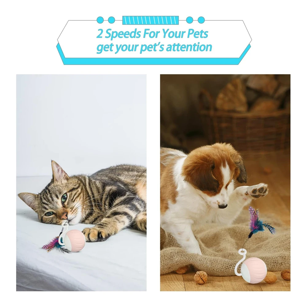 b0b8j52pf4_1.webp Gogodogya Juguetes para Gatos Pelota con Luces Led de Arco Iris Plumas y Cable de Carga USB Control Táctil y Control de Sonido | Multicolor