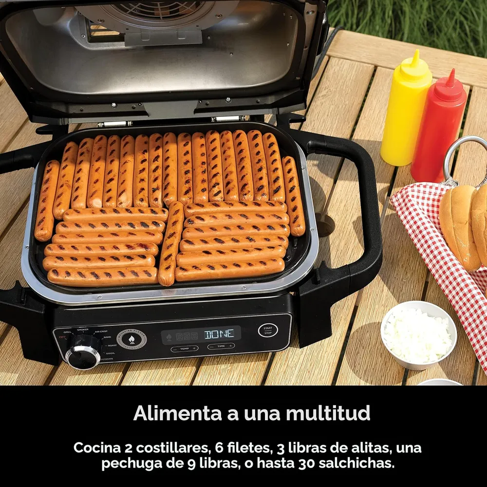 NINJA PARRILLA EXTERIOR WOODFIRE OG751 7 EN 1, XL | GRIS