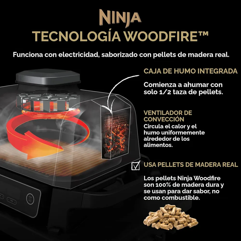 NINJA PARRILLA EXTERIOR WOODFIRE OG751 7 EN 1, XL | GRIS