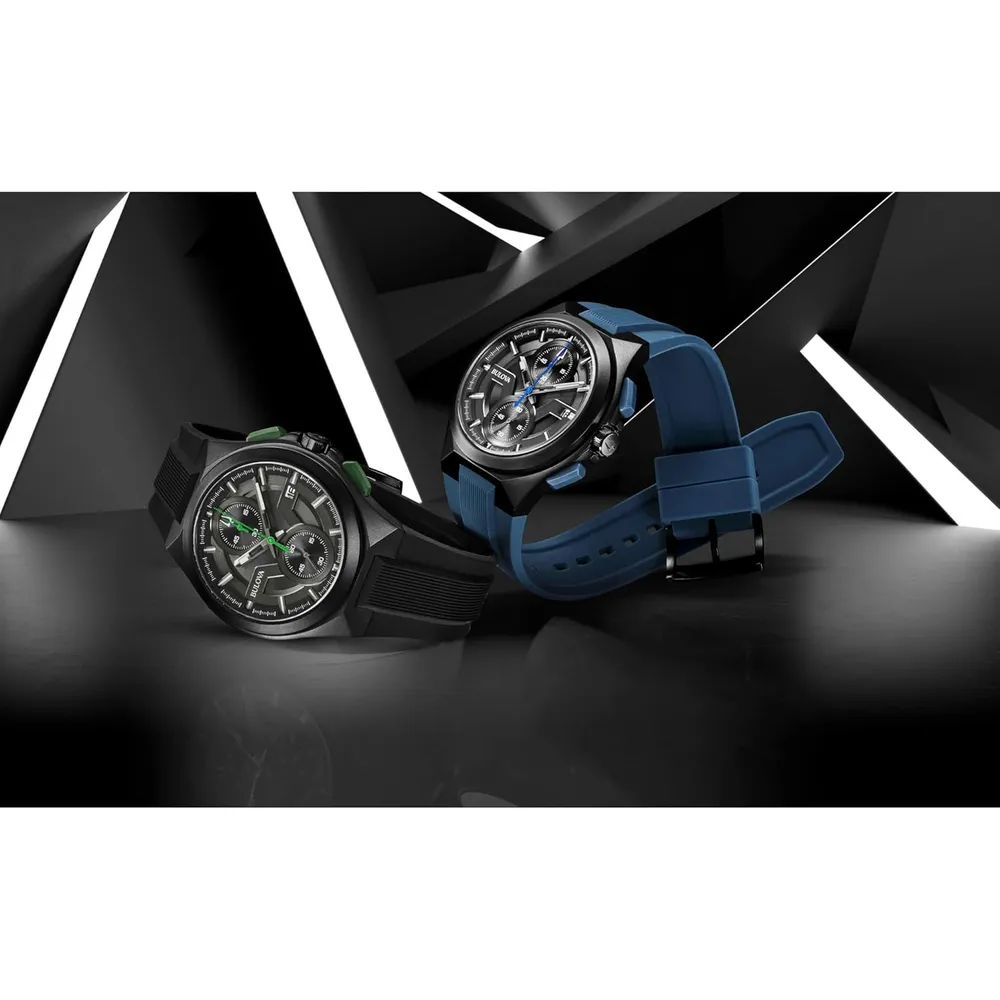 Bulova reloj Maquina Sport hombre cronógrafo 6 agujas, acero silicona | Negro