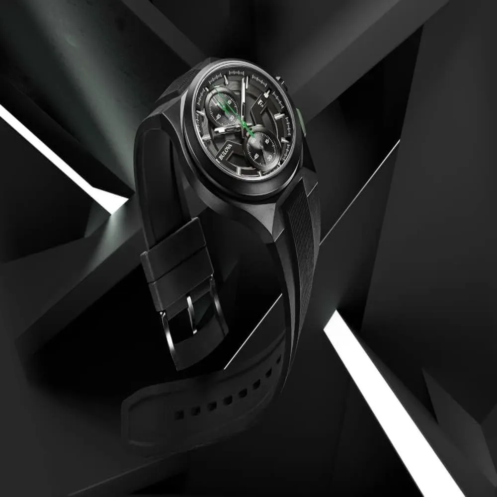 Bulova reloj Maquina Sport hombre cronógrafo 6 agujas, acero silicona | Negro