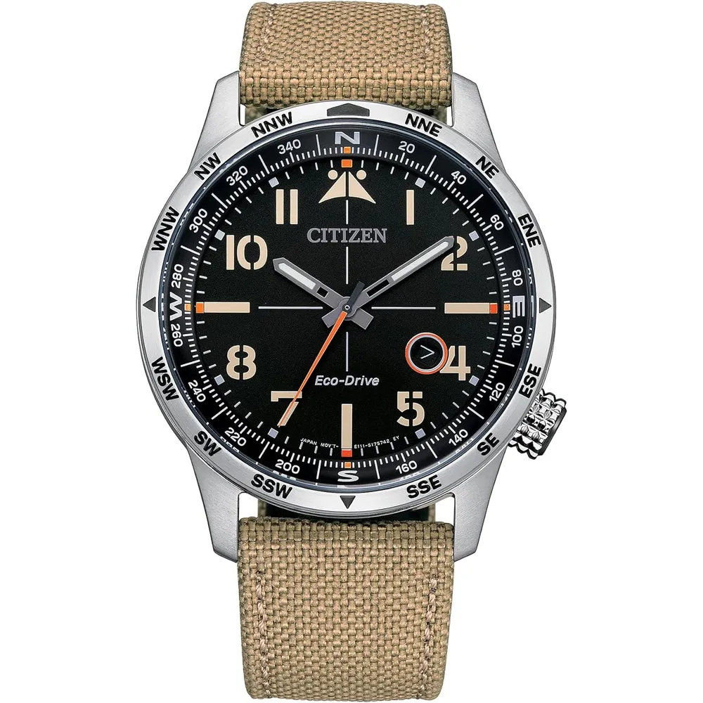Citizen BM7550-01E reloj Avion Eco-Drive para hombre con correa khaki | Beige