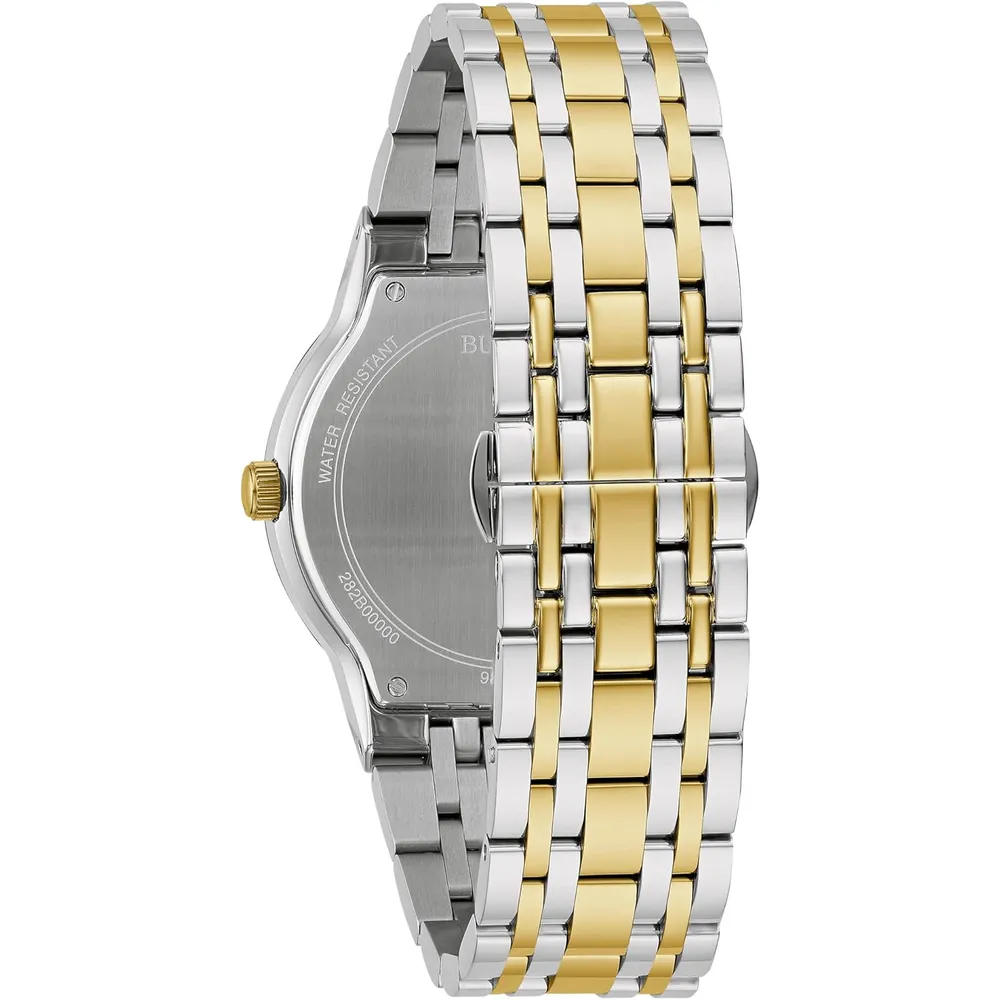 Bulova reloj multifunción de hombre 3 agujas de cuarzo esfera con diamantes | Oro/Plata
