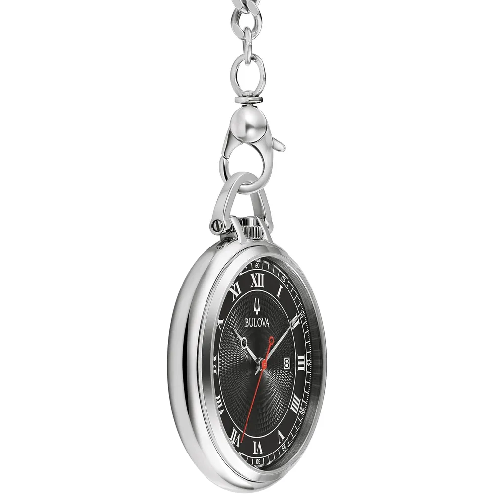 b0b92j3s3p_1_webp.webp Bulova reloj de bolsillo clásico 3 agujas de cuarzo fecha cadena desmontable | Plateado/Negro