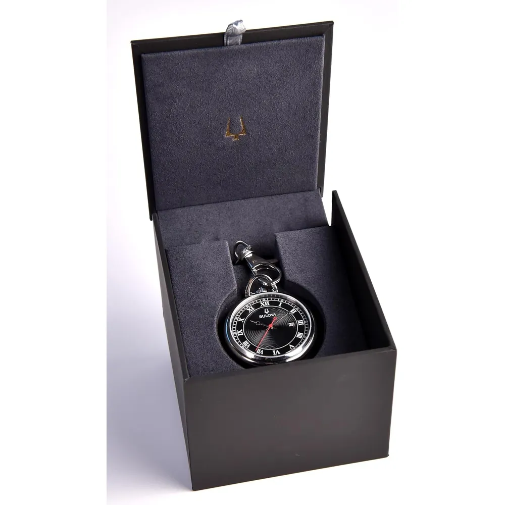 b0b92j3s3p_4_webp.webp Bulova reloj de bolsillo clásico 3 agujas de cuarzo fecha cadena desmontable | Plateado/Negro