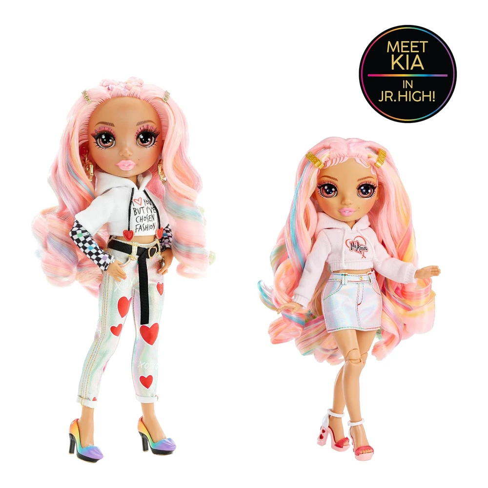 Rainbow High Rainbow Junior High Edición Especial Kia Hart - Muñeca Rosa Posable de 9' con Accesorios y Mochila Suave de Apertura