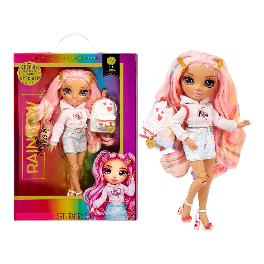 b0b94jzknm_m.webp Rainbow High Rainbow Junior High Edición Especial Kia Hart - Muñeca Rosa Posable de 9' con Accesorios y Mochila Suave de Apertura