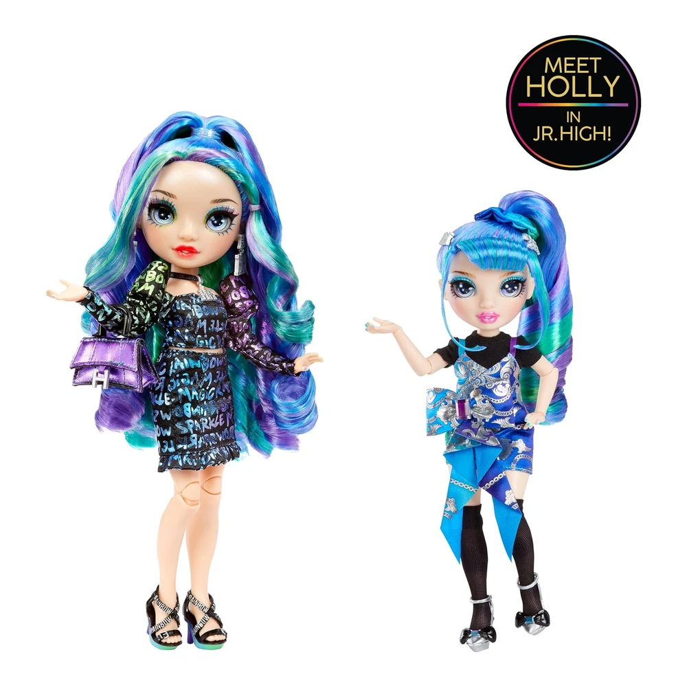 Rainbow High Junior High Edición Especial Holly De'vious-Muñeca Azul y Verde de 9' con Accesorios y Mochila Suave de Apertura